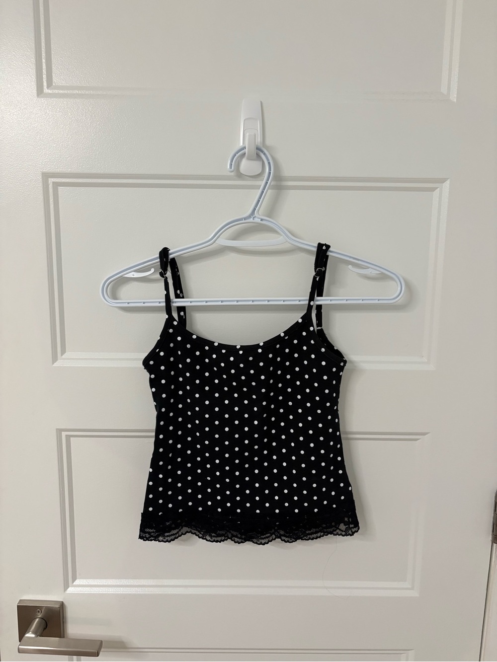 Edikted Black & White Polka Dot Lace-Trim Cami